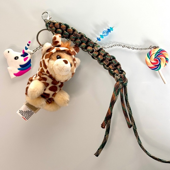 Miu Miu Style Handmade Keyfob with Gund Plush and Paracord Jane Birkinfy candy 🍭 - Picture 1 of 8
